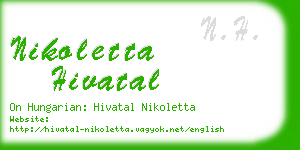 nikoletta hivatal business card